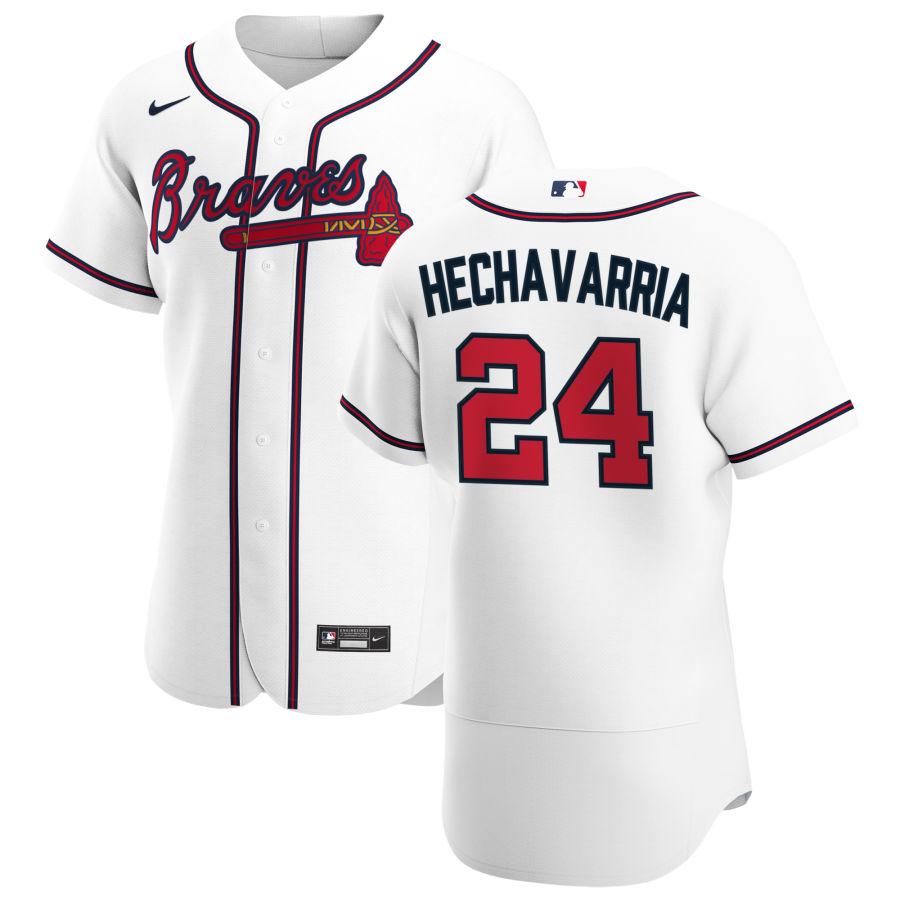 Atlanta Braves #24 Adeiny Hechavarria Men Nike White Home 2020 Authentic Player MLB Jersey